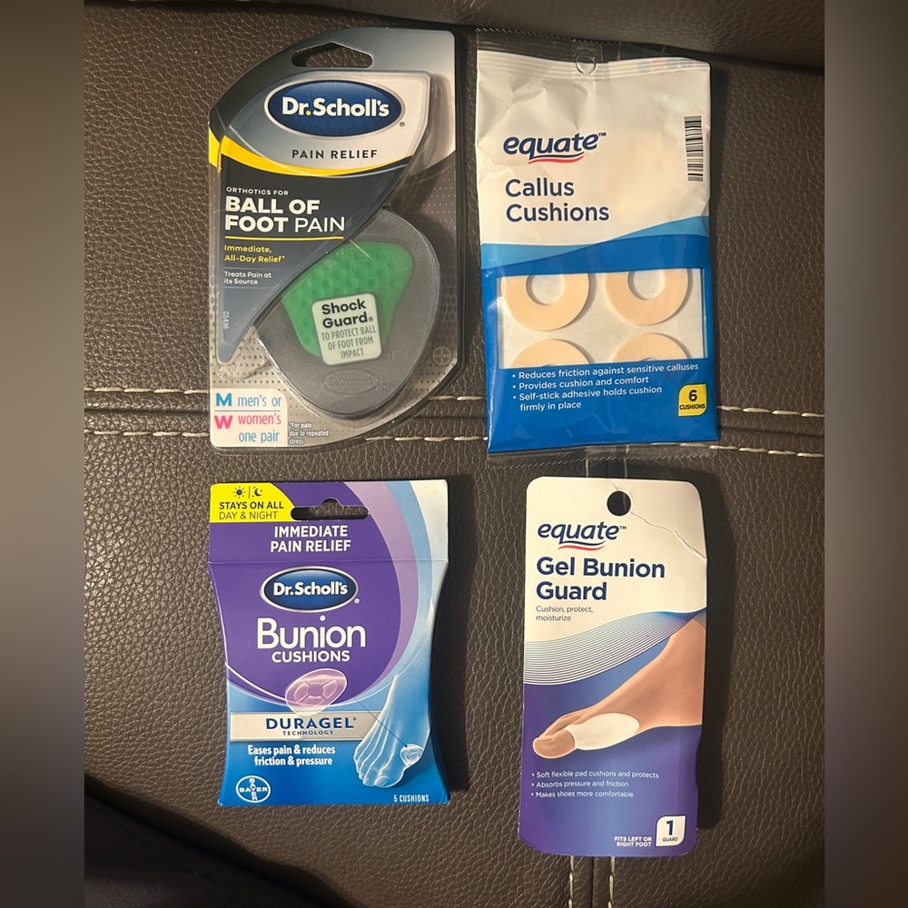 Dr. Scholl's and Equate Foot Care Relief Set.